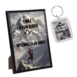 Mój rytm serca wyznaczają góry - ramka ze zdjęciem + brelok - góry
