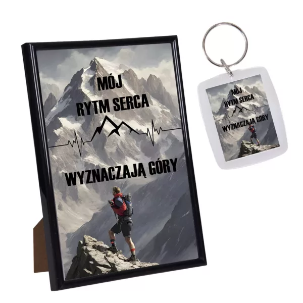 Mój rytm serca wyznaczają góry - ramka ze zdjęciem + brelok - góry