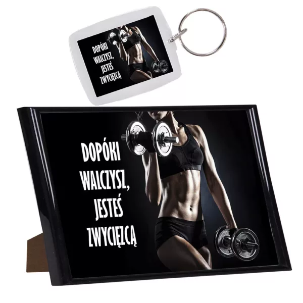 Dopóki walczysz, jesteś zwycięzcą - ramka ze zdjęciem + brelok - fitness sport