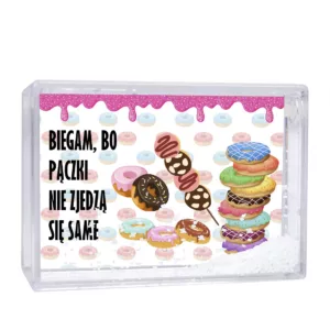 Biegam bo pączki nie zjedzą się same - ramka kula wodna śnieg - statuetka - pączek